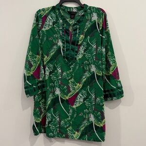 Calvin Klein Tropical Green Blouse Tunic / woman’s XL
